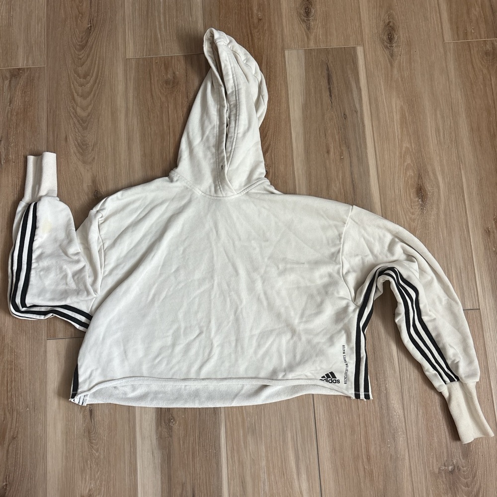 Adidas Cream Hoodie with Black Label